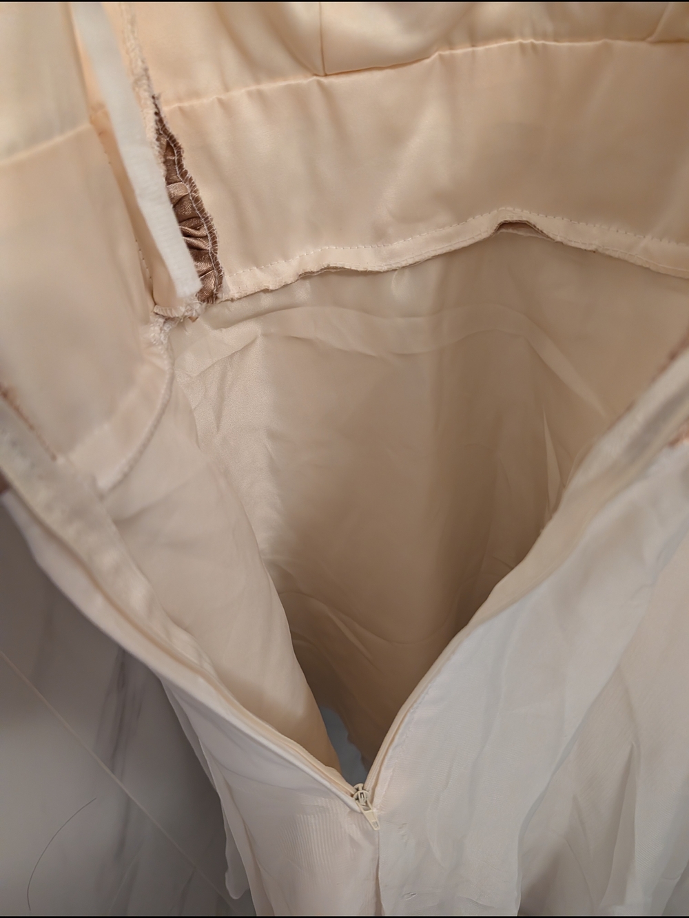 Ivory Chiffon Cocktail Dress with Satin Waistband - Picture 9 of 9